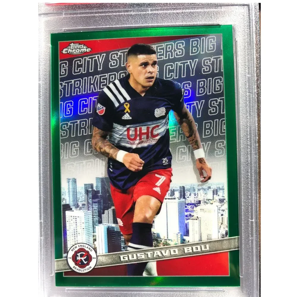 2022 Topps Chrome MLS Big City Strikers Green #BCS-11 Gustavo Bou /75 PSA 9